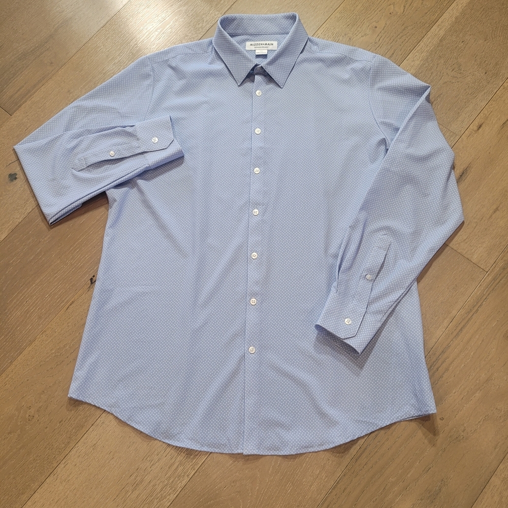 EUC Mizzen+Main Performance Shirt Men's sz XXL Trim Light Purple Geo Button Down